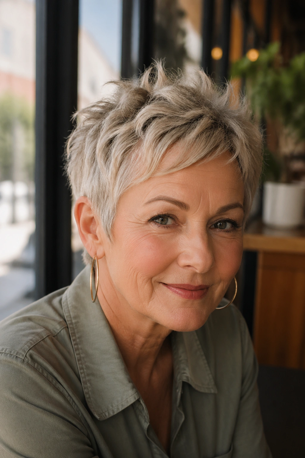 Close-up of real woman's short crop with tousled crown for lift