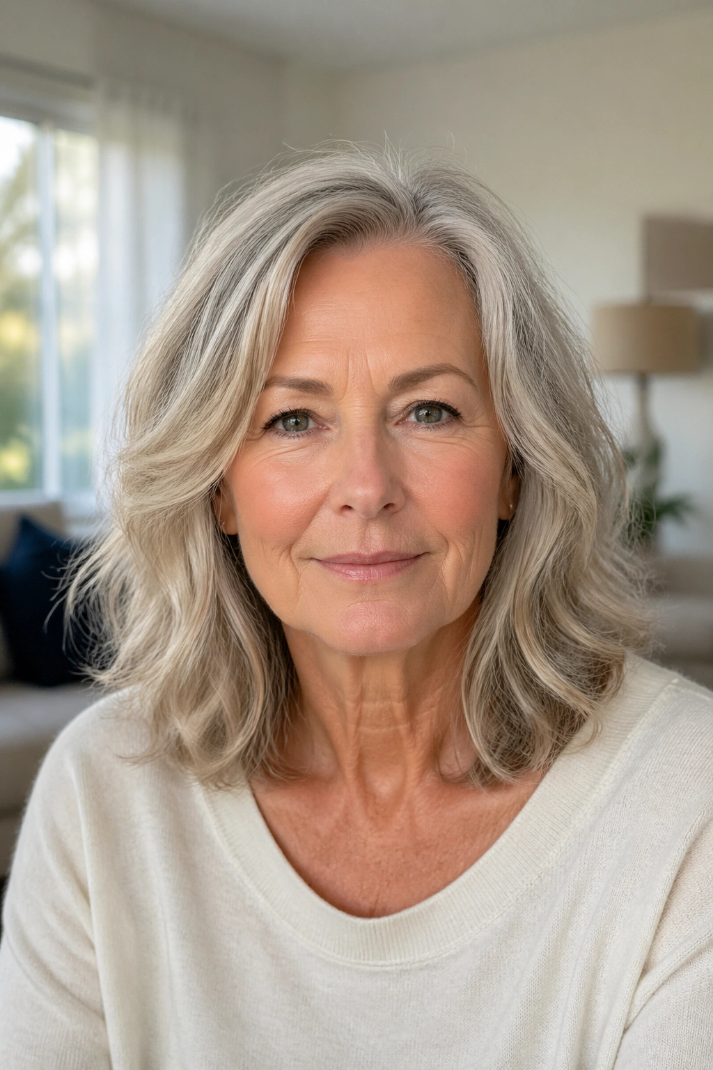 Senior woman with shoulder-length layered waves portrait