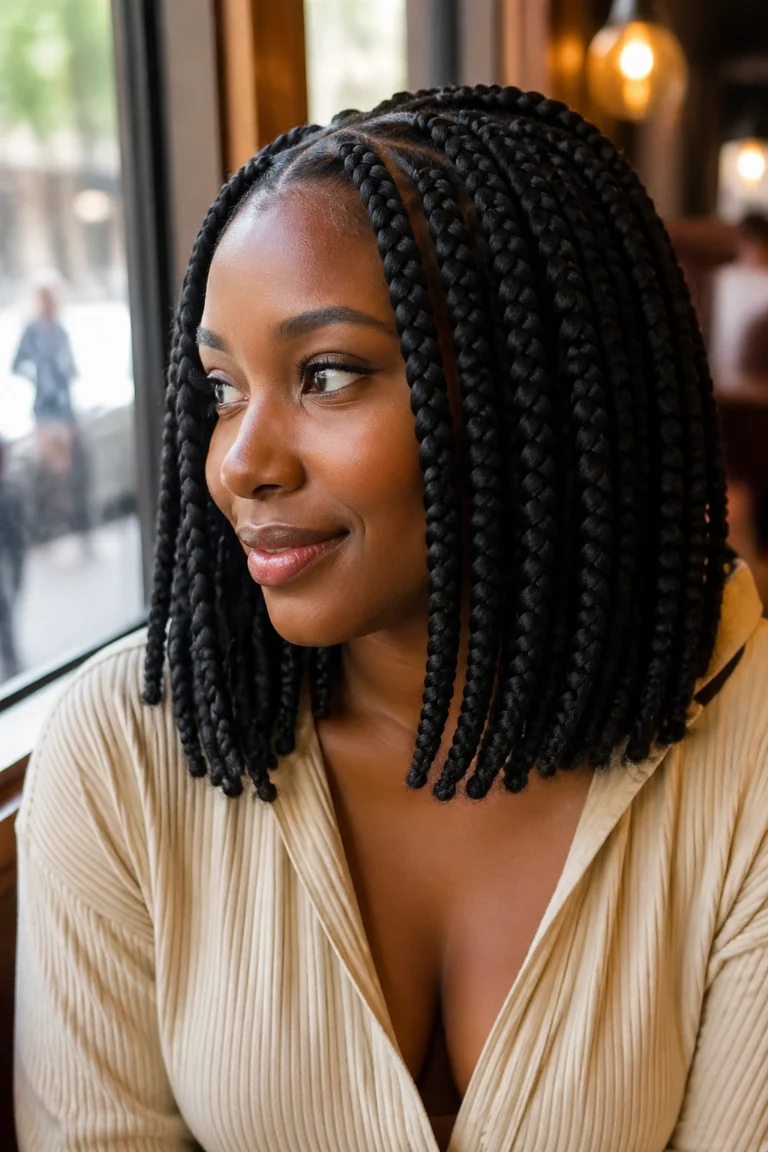 15 Jumbo Knotless Box Braids on Natural Hair