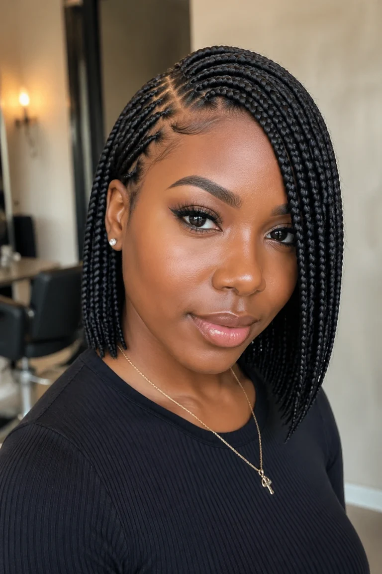 18 Small Bob-Length Box Braids for Black Women