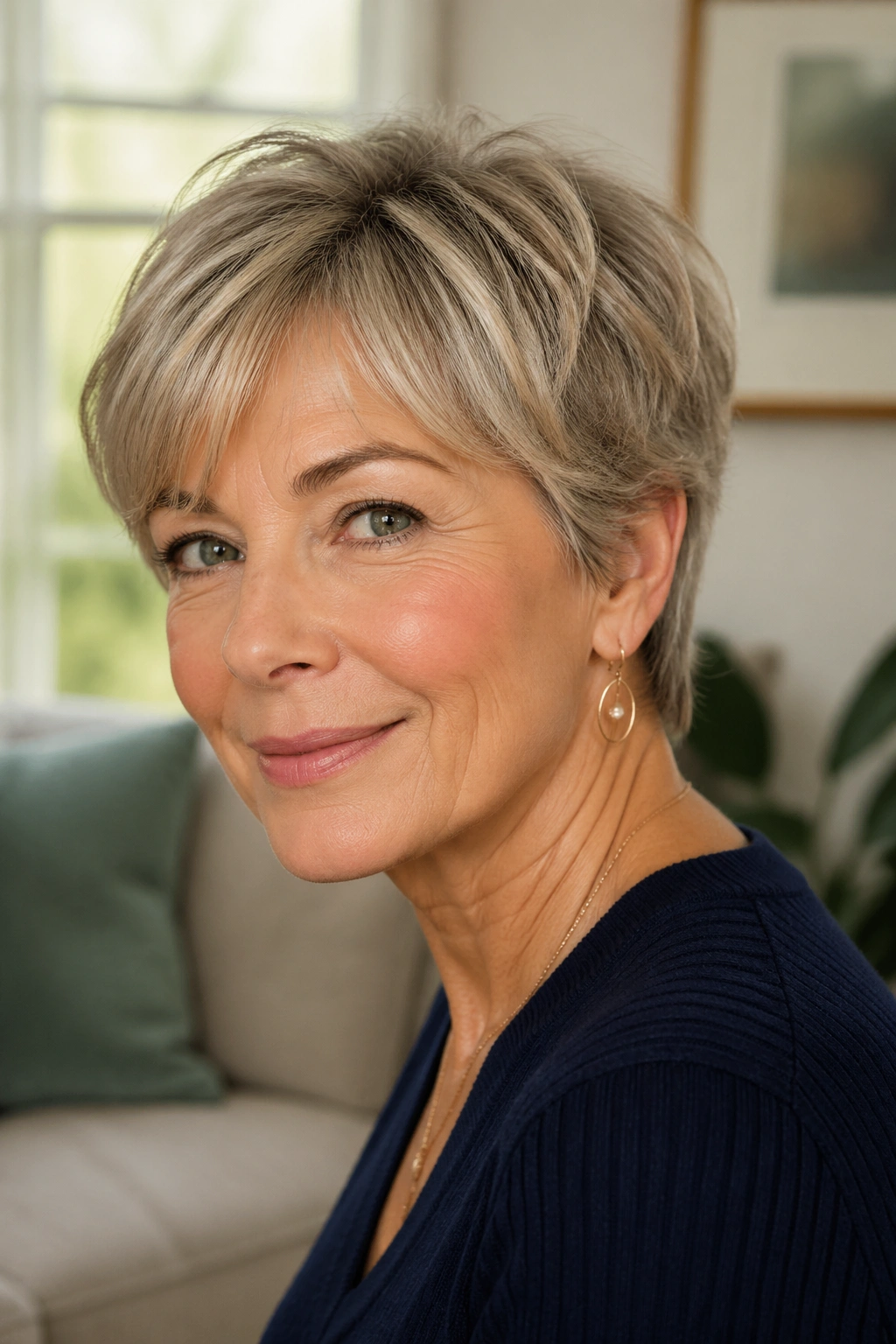 Close-up portrait of a real woman with a soft bixie.