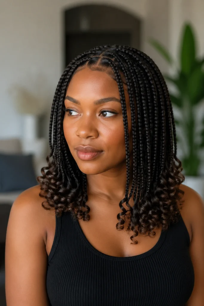 15 Medium-Length Knotless Box Braids With Curly Ends