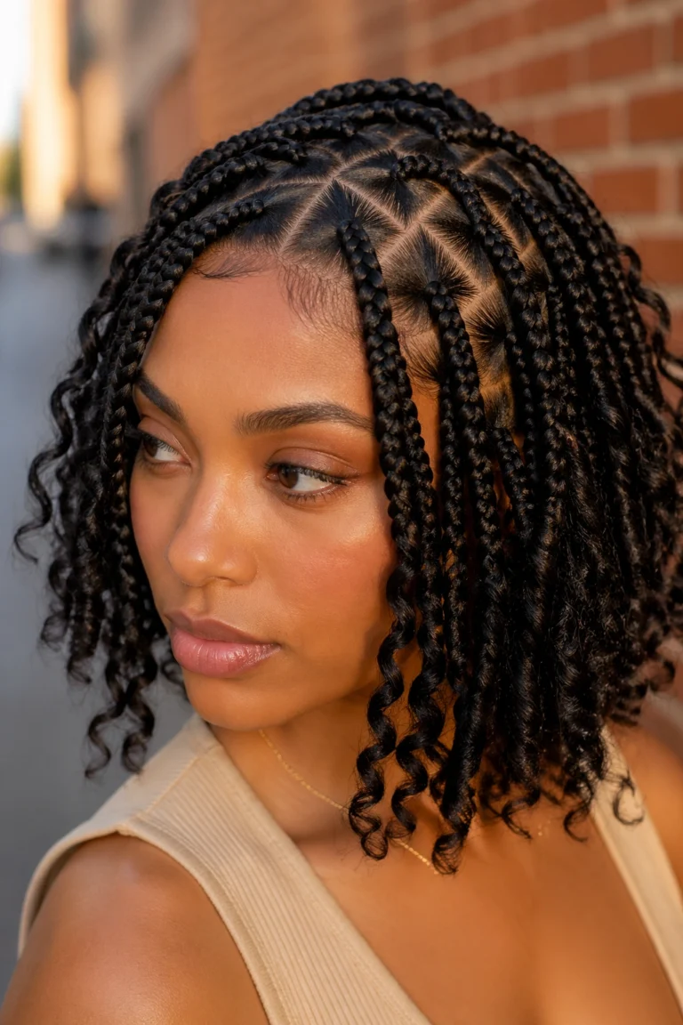 18 Short Boho Box Braids With Curly Ends