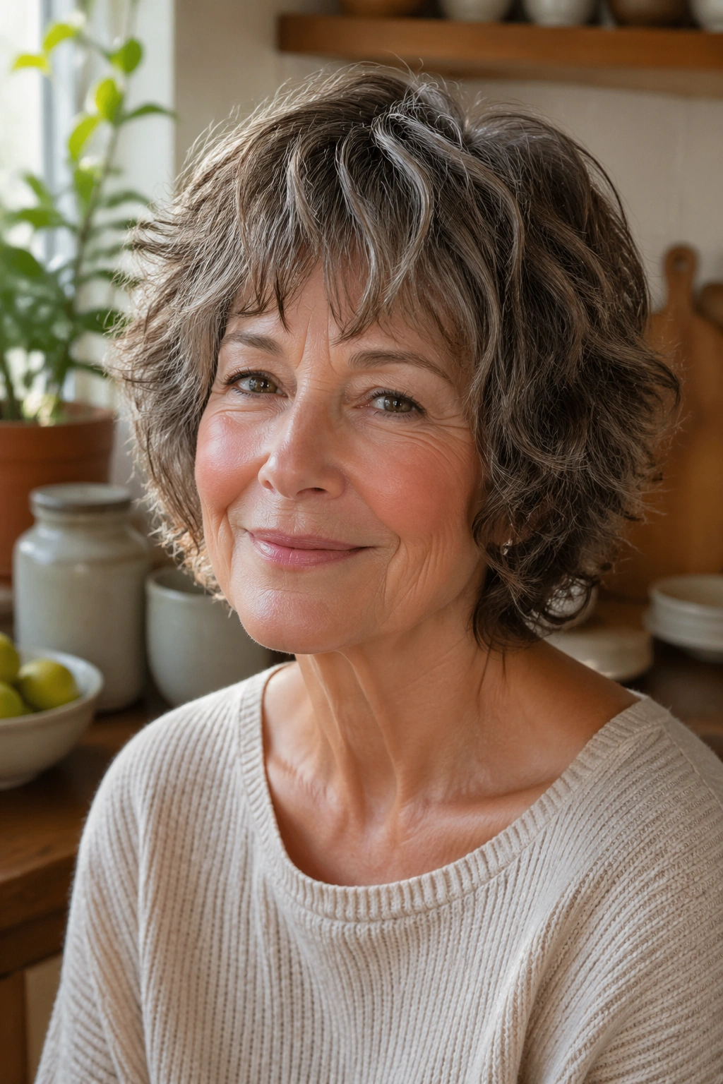Close-up of real woman with wash-and-go shag
