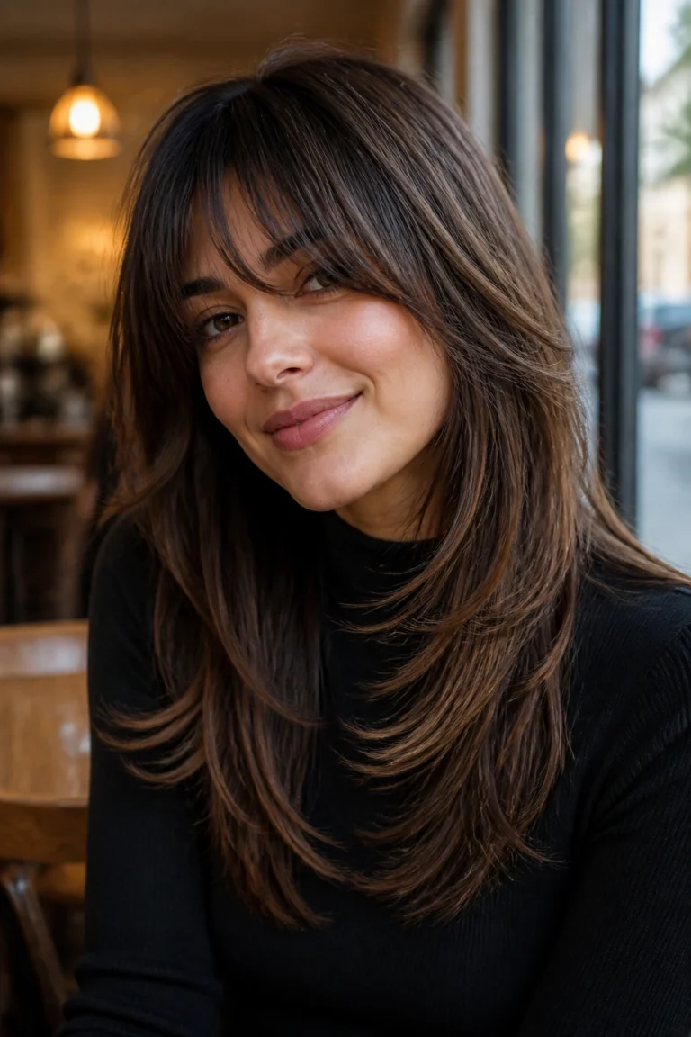 21 Long Layered Hairstyles That Look Great With Bangs