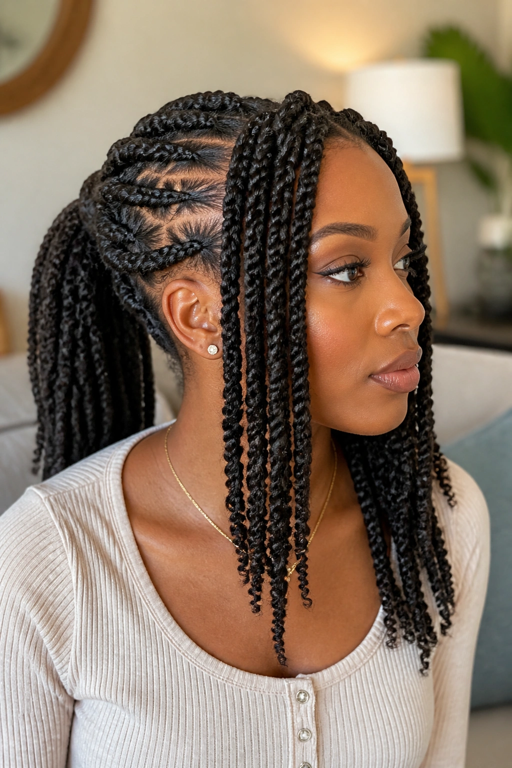 Real person showing back flat-twist and front afro twists