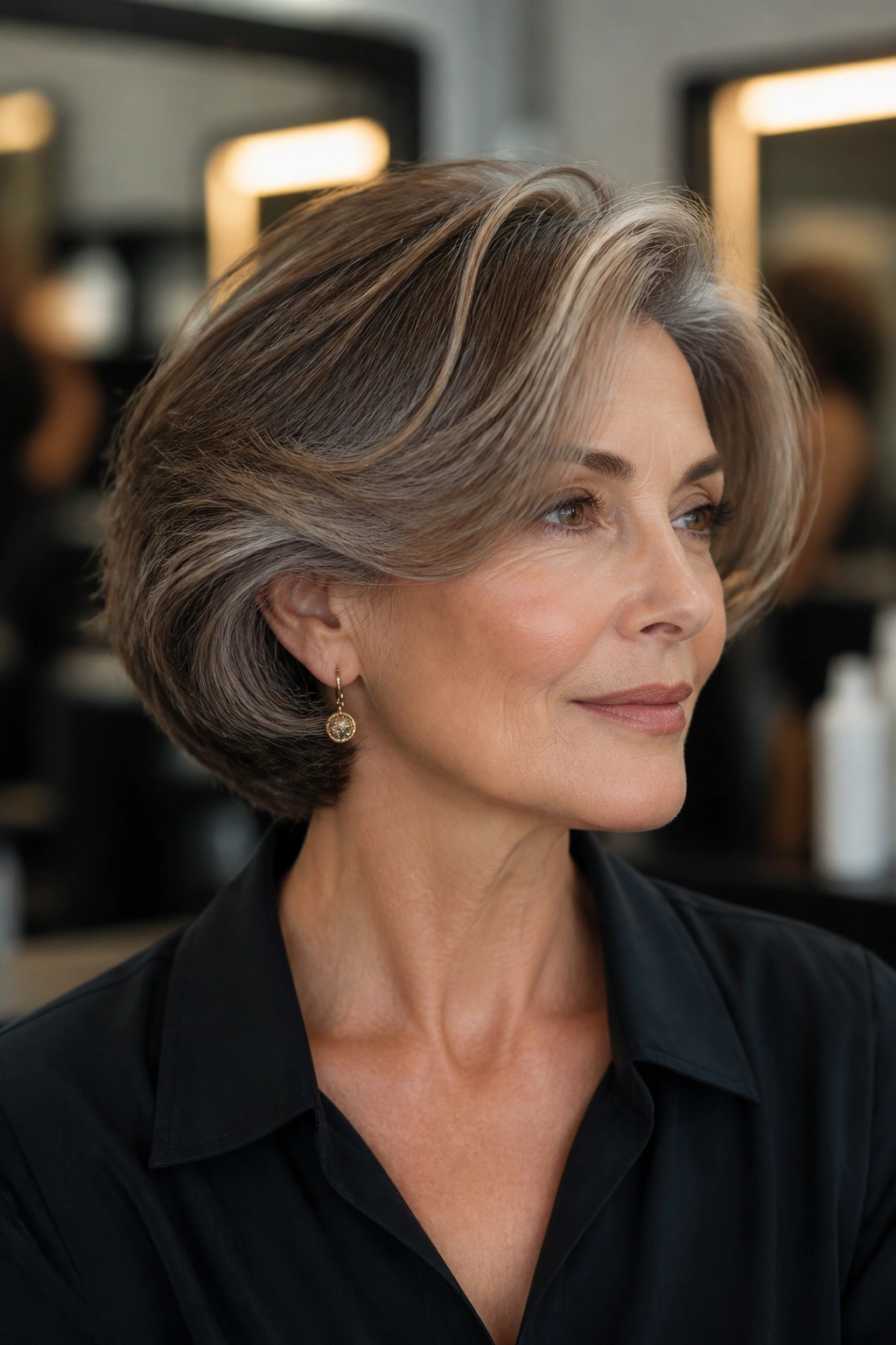 Portrait of a woman with an Italian bob hairstyle