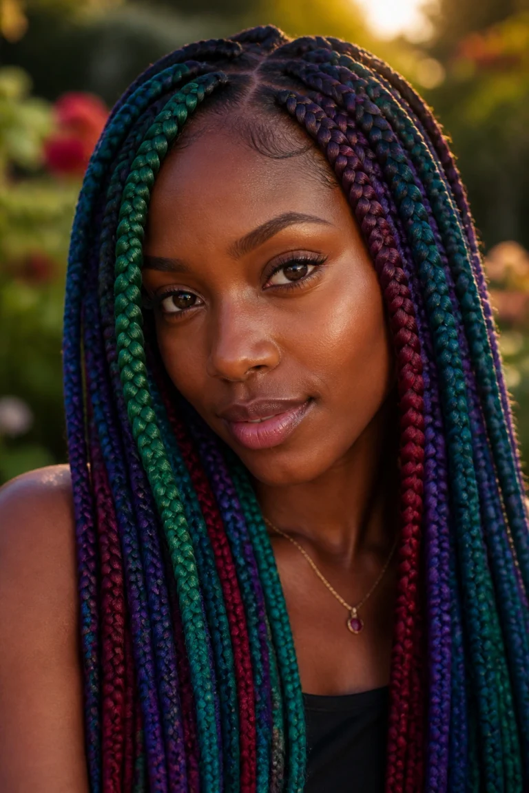 18 Rainbow Box Braids for Black Women