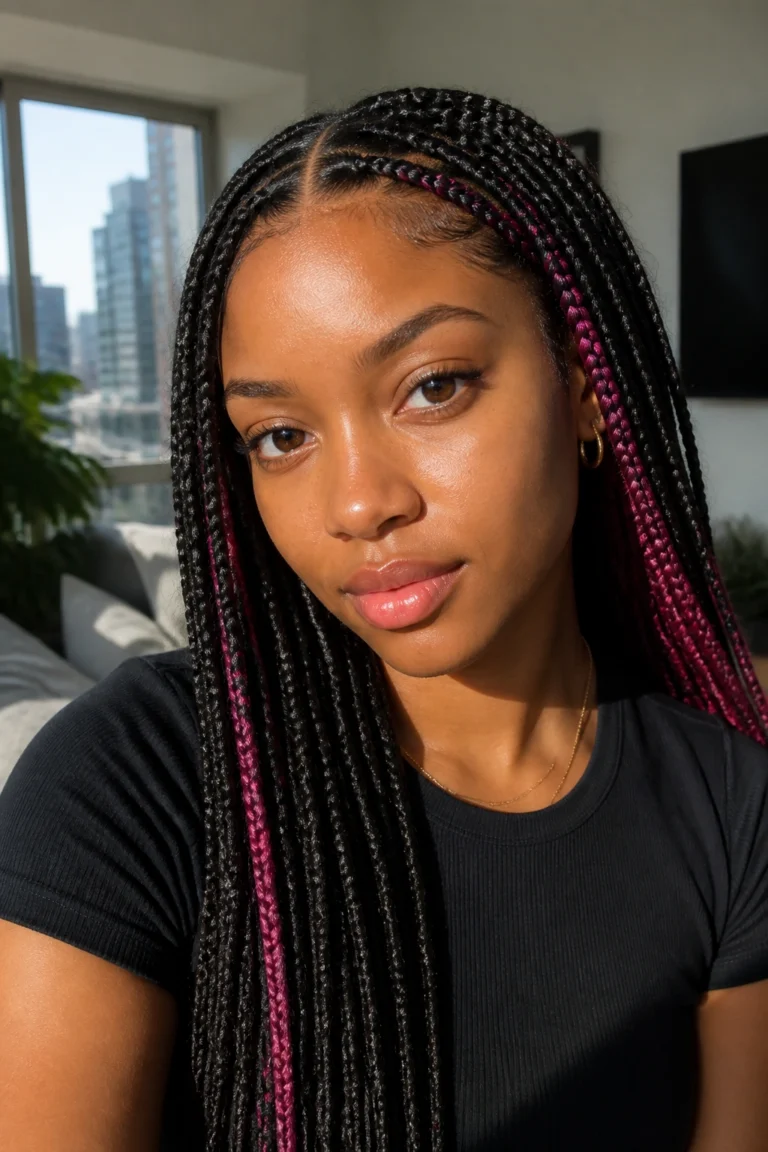 15 Medium Long Peekaboo Knotless Box Braids