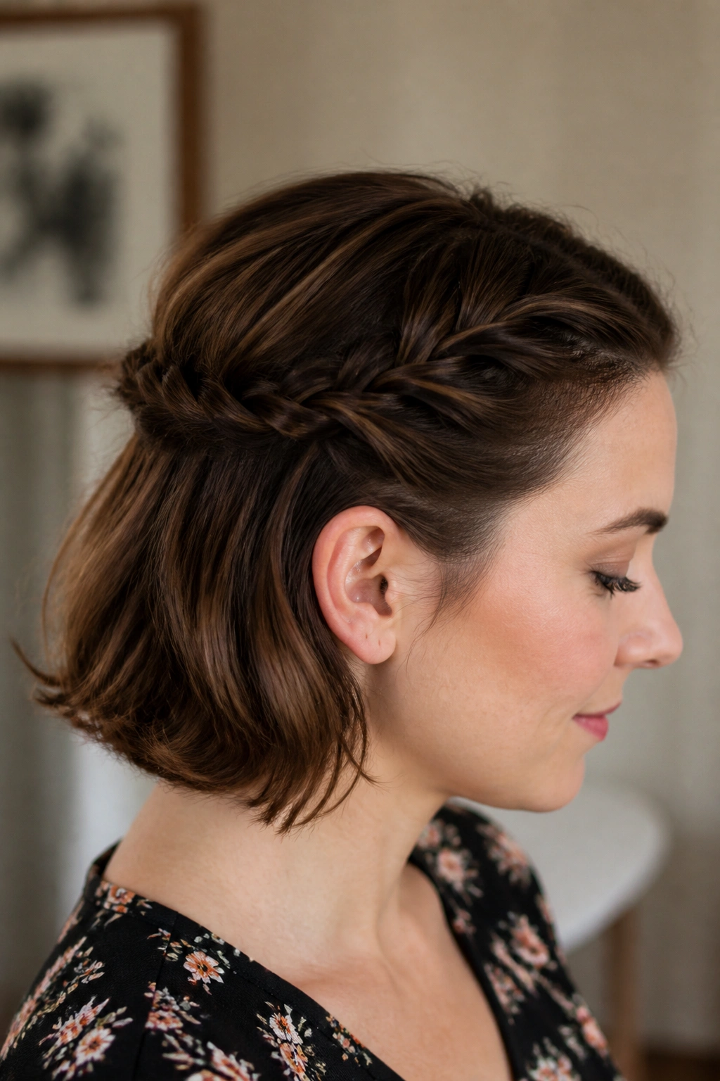 Real person with two rope twists forming a half-up twist-back