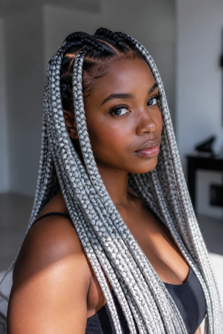 18 Jumbo Grey Box Braids
