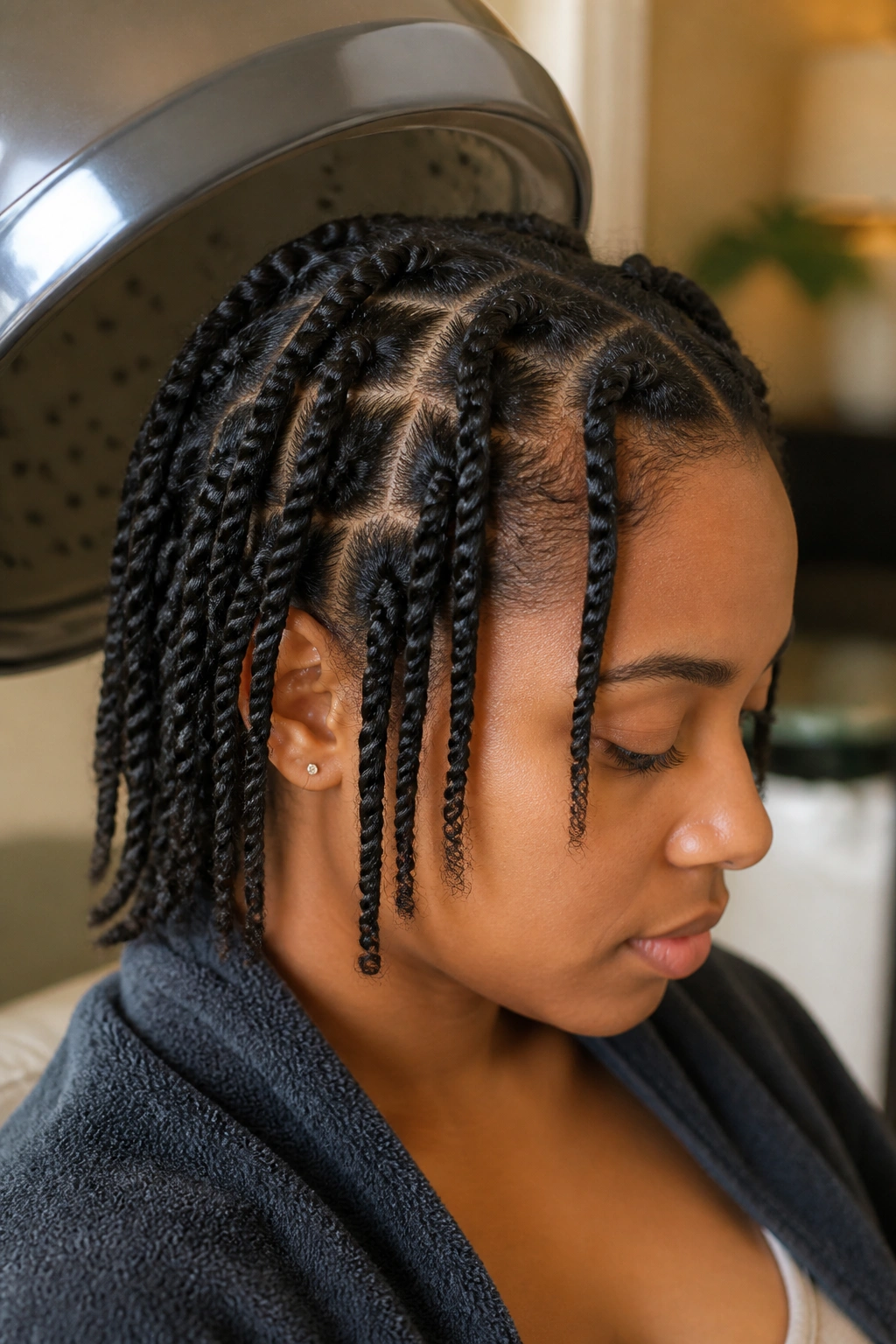 Close-up of natural two-strand twists on real hair