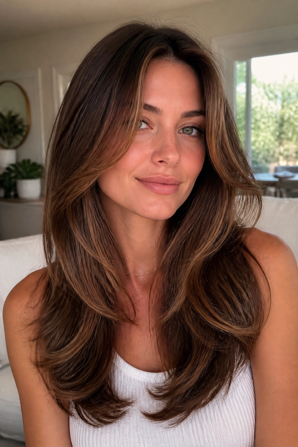 Woman with U-shaped invisible layers for volume